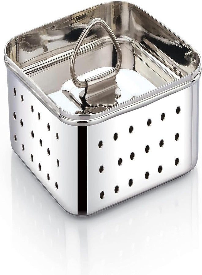 HIRNAYA Stainless Steel Paneer Maker - 450ml, Square Shape Paneer Press Mould with Lid & Whey Separator, Ideal for Homemade Paneer, Cheese & Tofu Press - Image 1